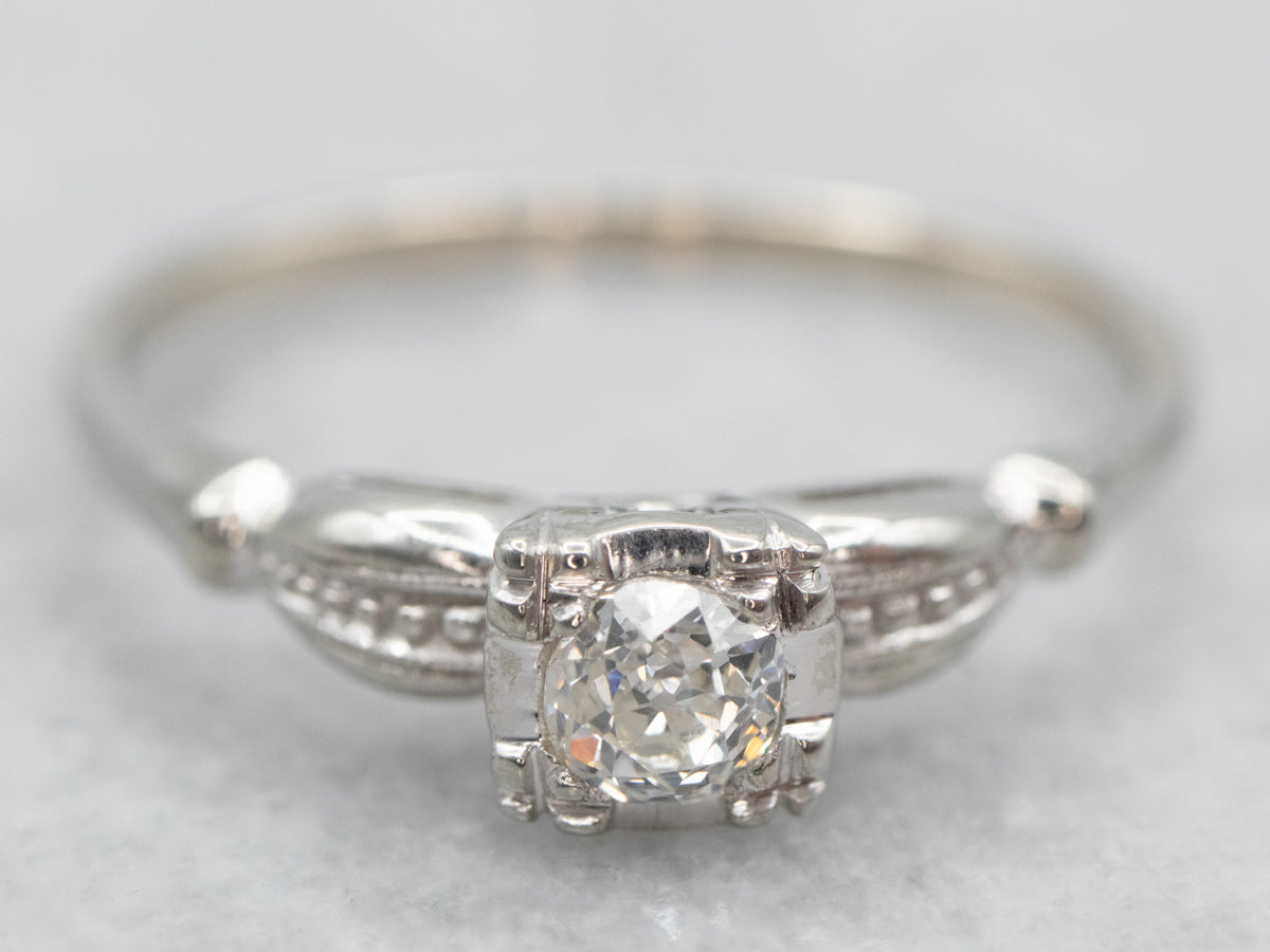 Old Mine Cut Diamond Solitaire Engagement Ring