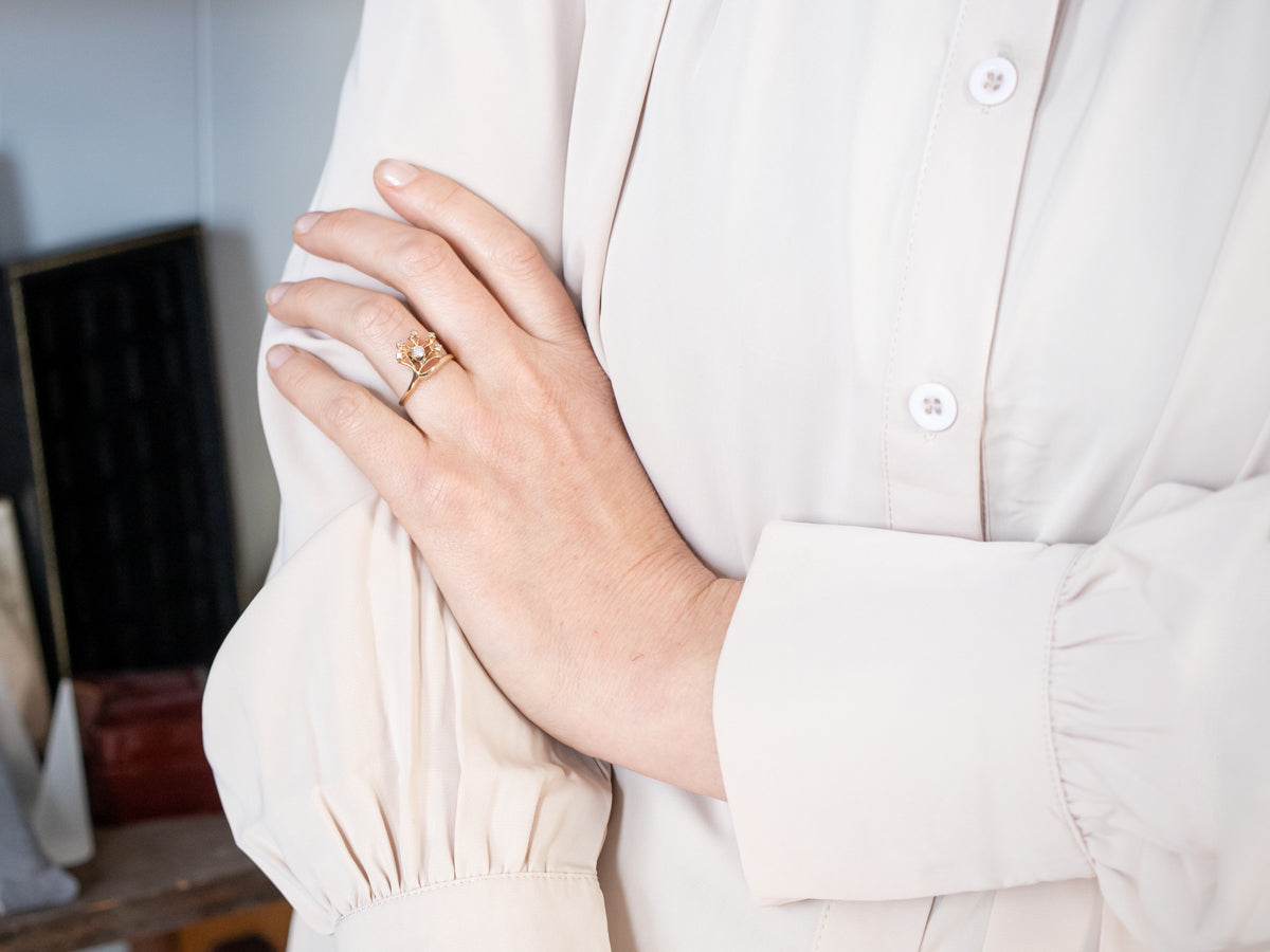 Botanical Gold Diamond Cluster Ring