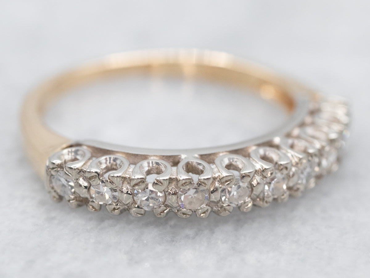 Two Tone Gold Diamond Wedding Band