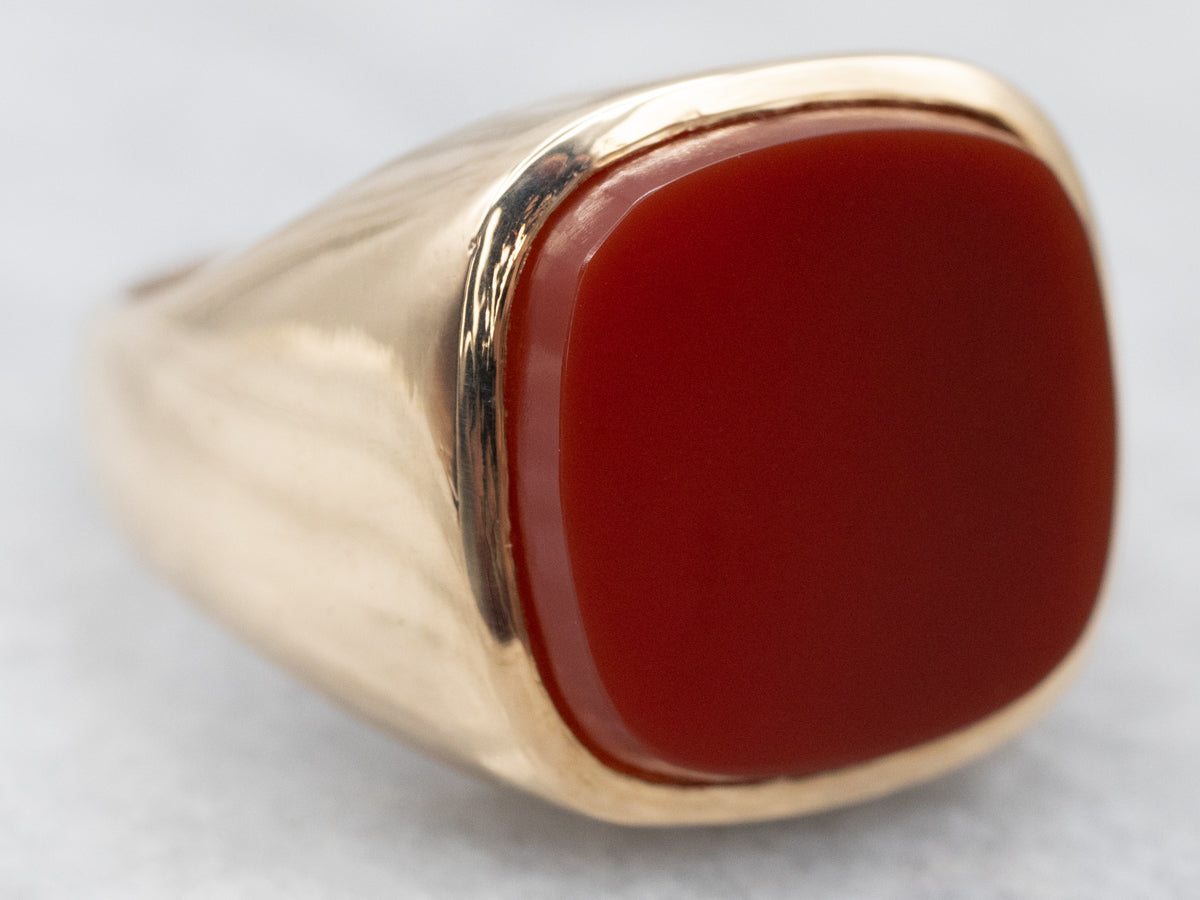 Men&#39;s Vintage Gold Carnelian Ring