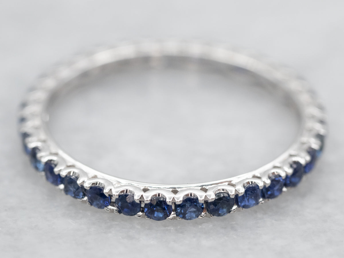 Luxurious White Gold Sapphire Eternity Wedding Band