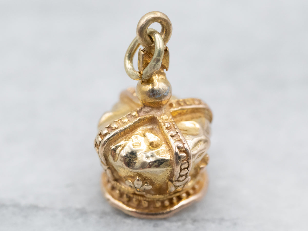 Detailed Yellow Gold Crown Charm