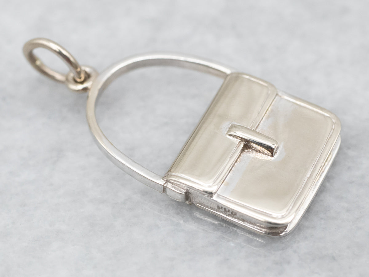 Cute White Gold Purse Charm