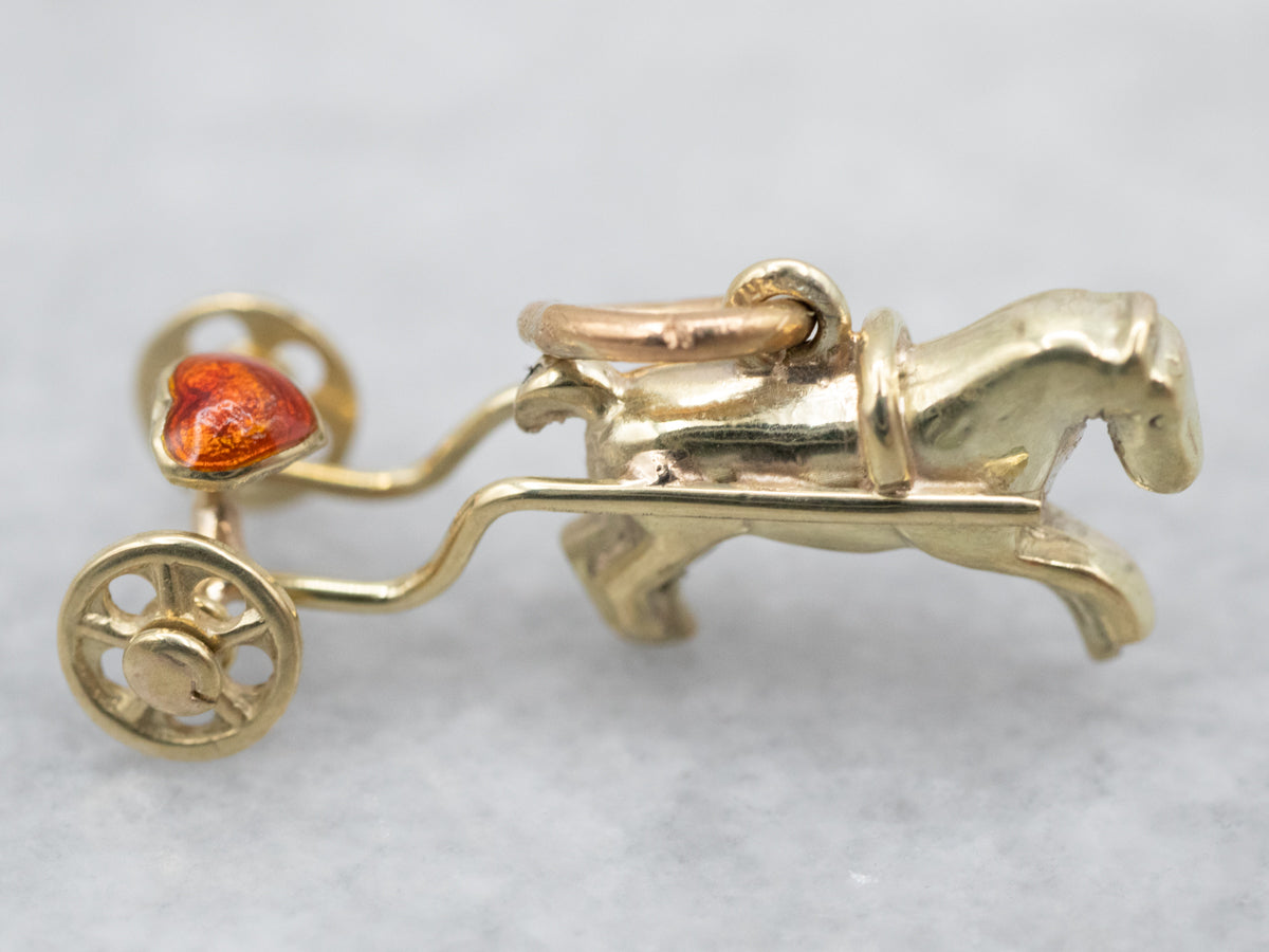 Charm de oro con caballo y buggy