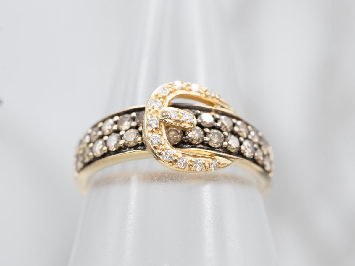 Levian Diamond Yellow Gold Belt Buckle Ring