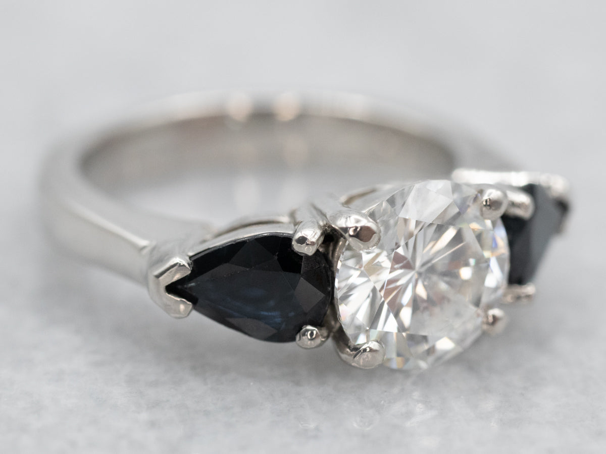 Platinum Diamond and Sapphire Engagement Ring