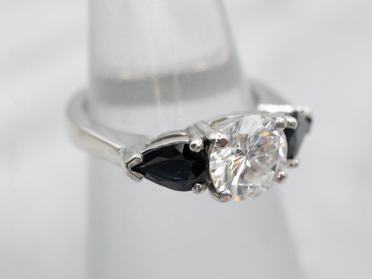 Platinum Diamond and Sapphire Engagement Ring