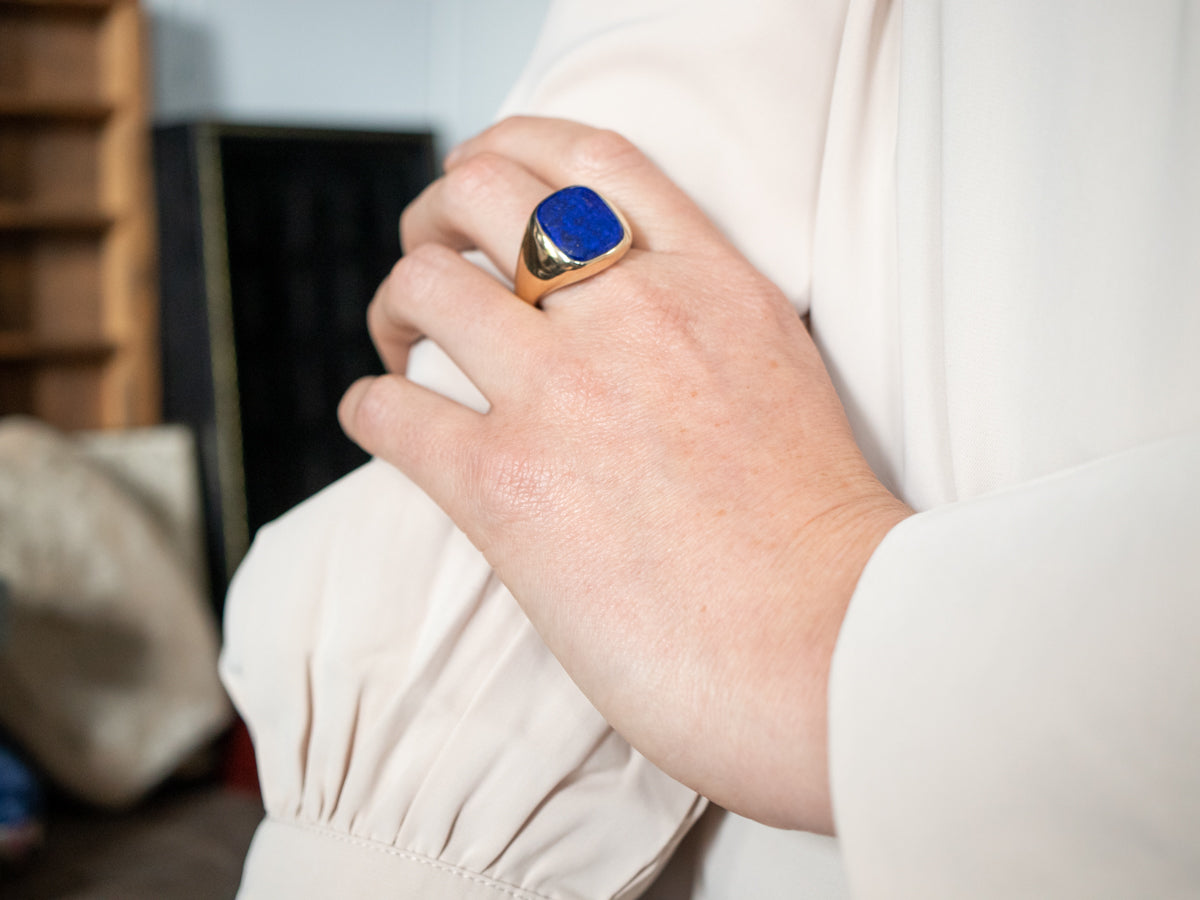 Men's Mid-Century Lapis Statement Ring