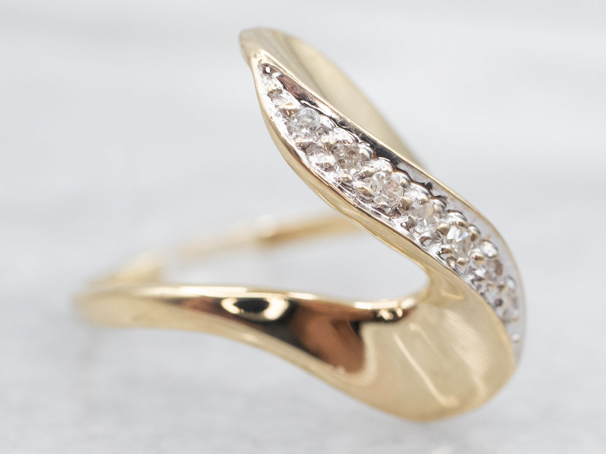 Modernist Gold Diamond Wave Ring