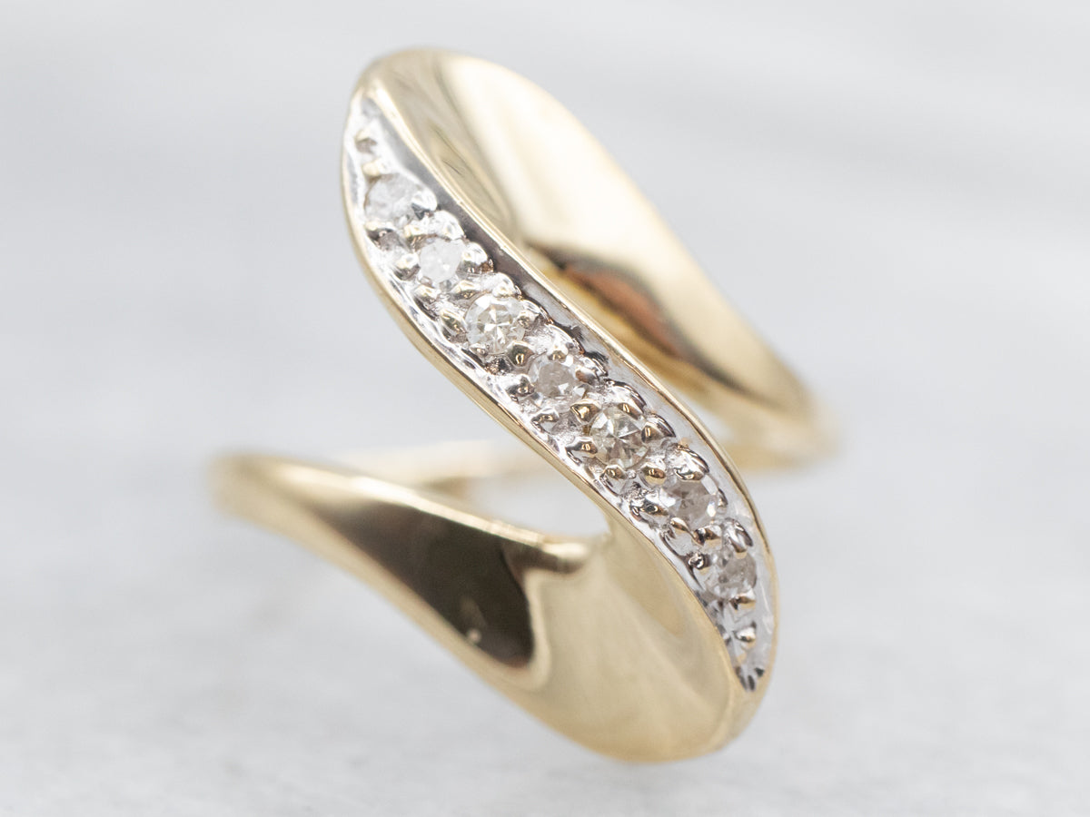 Modernist Gold Diamond Wave Ring