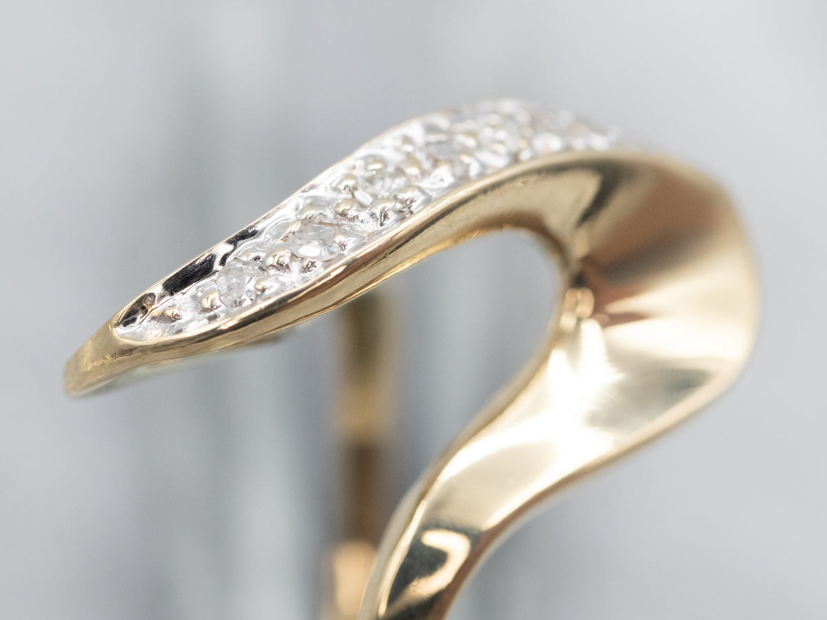 Modernist Gold Diamond Wave Ring