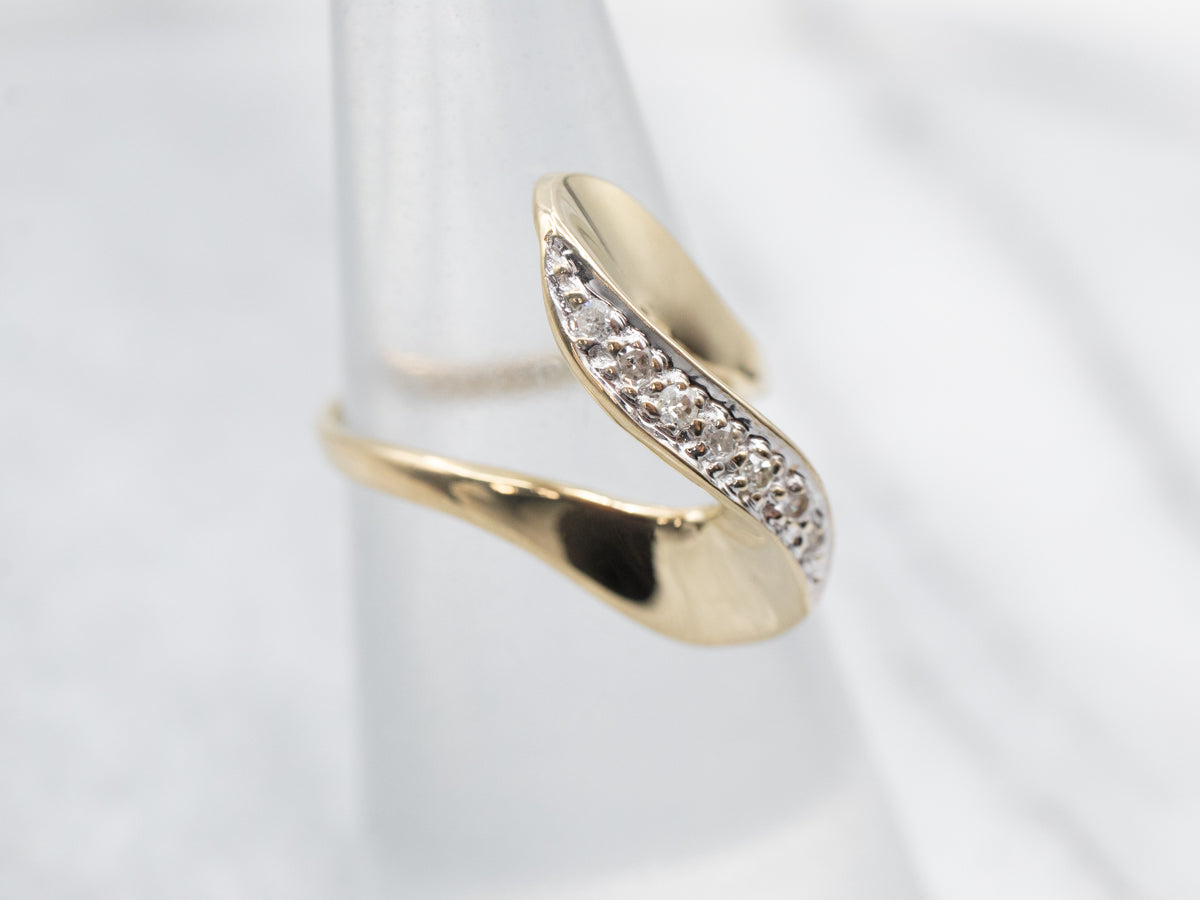 Modernist Gold Diamond Wave Ring