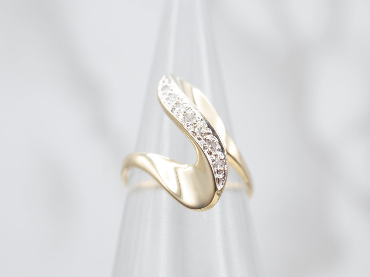 Modernist Gold Diamond Wave Ring