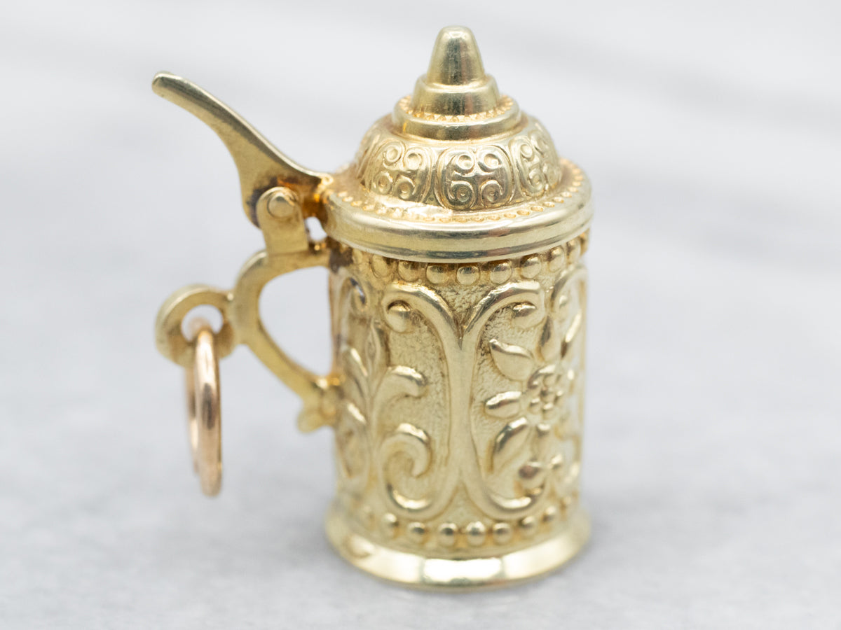 Wonderful Yellow Gold Beer Stein Charm