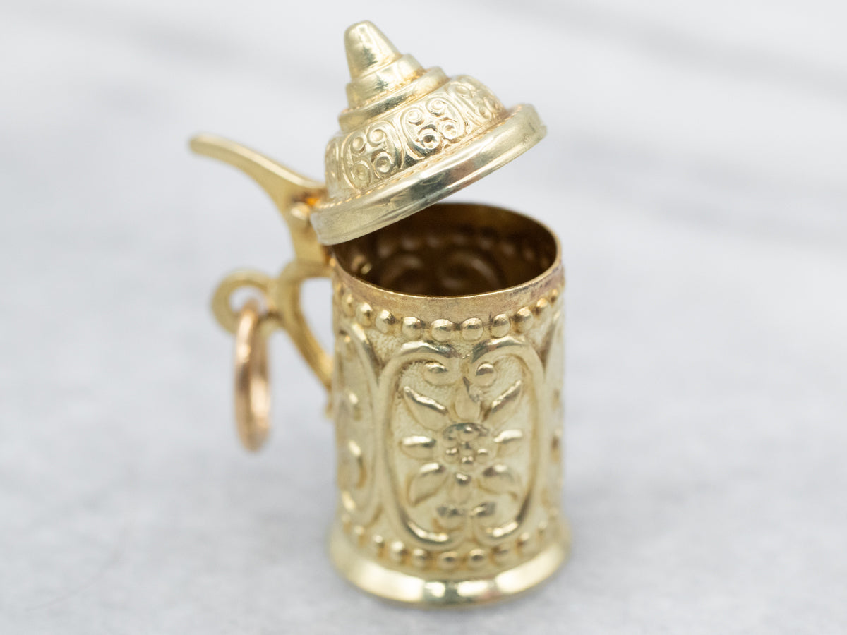 Wonderful Yellow Gold Beer Stein Charm