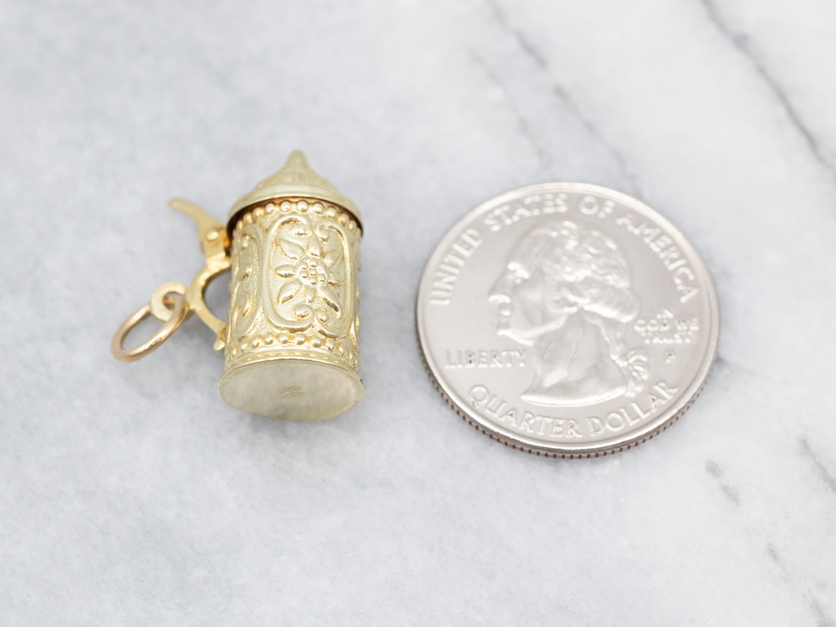 Wonderful Yellow Gold Beer Stein Charm