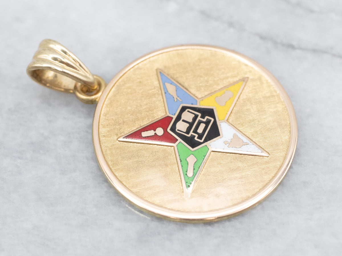 Order of the Eastern Star Enameled Pendant