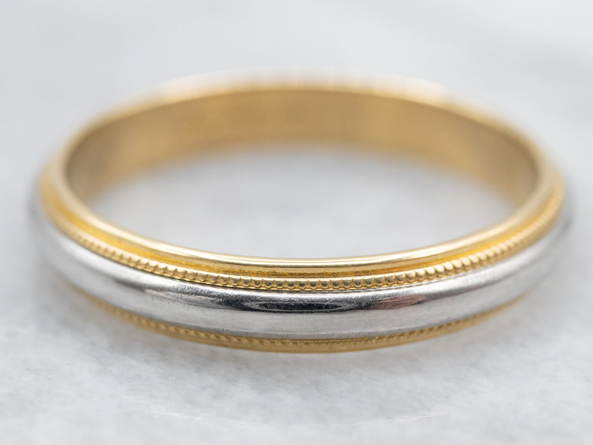 Mixed Metal Milgrain Wedding Band