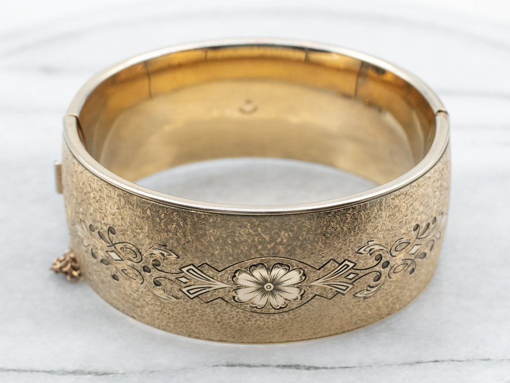 Women's Vintage etched purchases Gold filled bangle bracelet