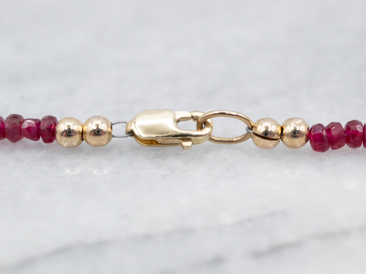 Faceted Ruby Beaded Necklace