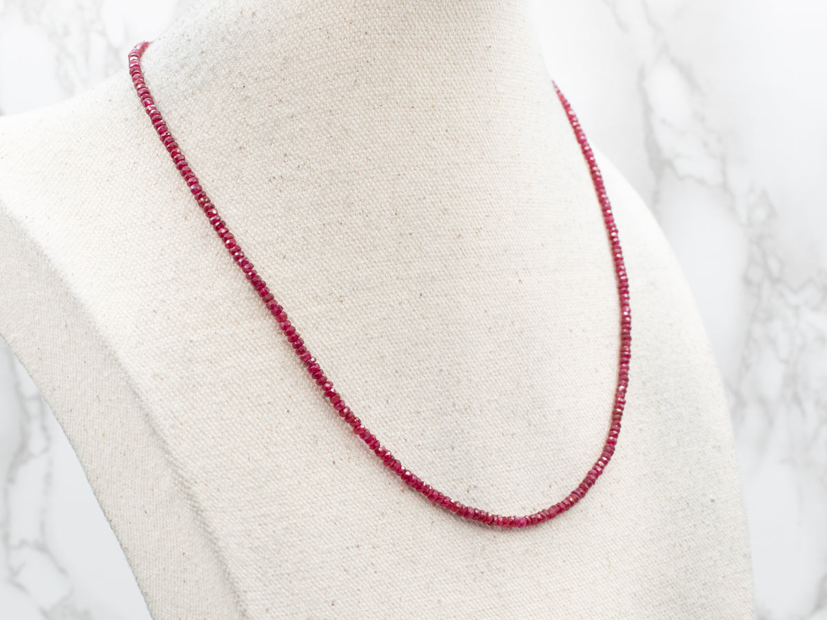 Faceted Ruby Beaded Necklace