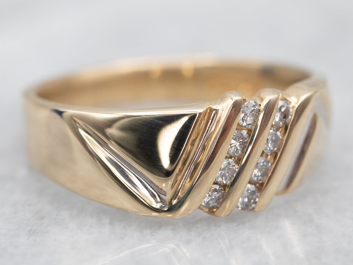 Unisex Zig-Zag Diamond Band