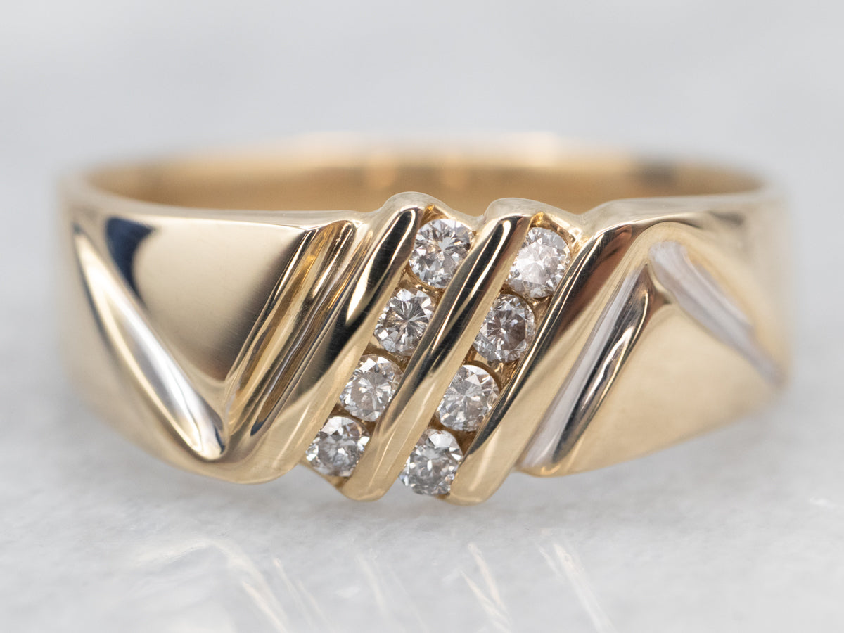 Unisex Zig-Zag Diamond Band