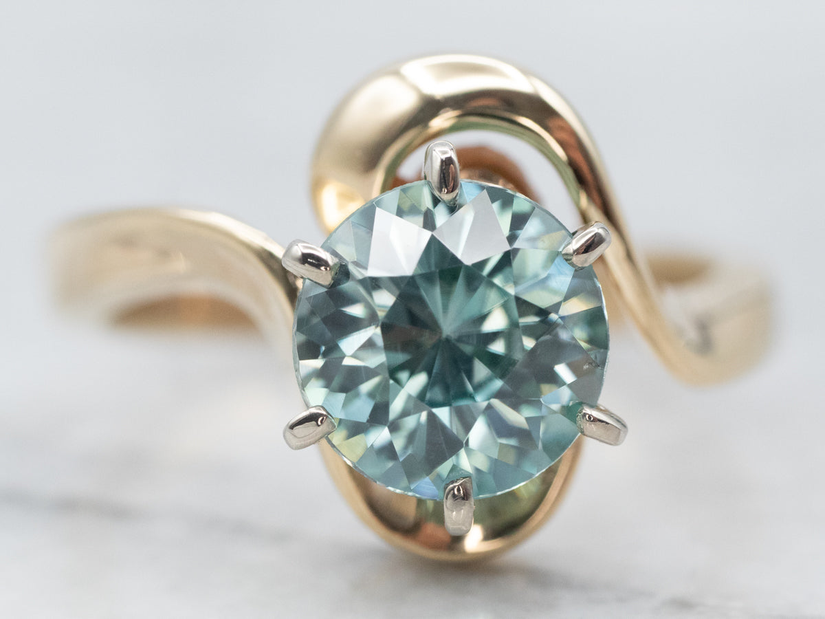 Vintage Gold Blue Zircon Bypass Ring