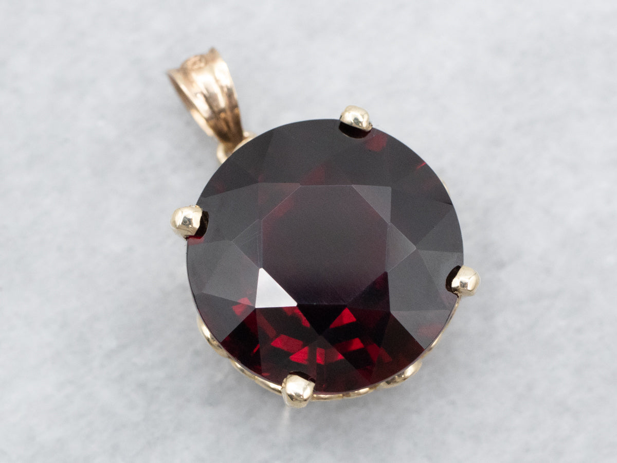 Bold Garnet and Gold Cocktail Pendant