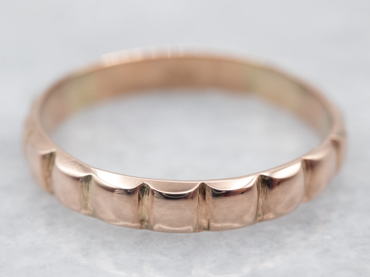 Scalloped Rose Gold Wedding Band