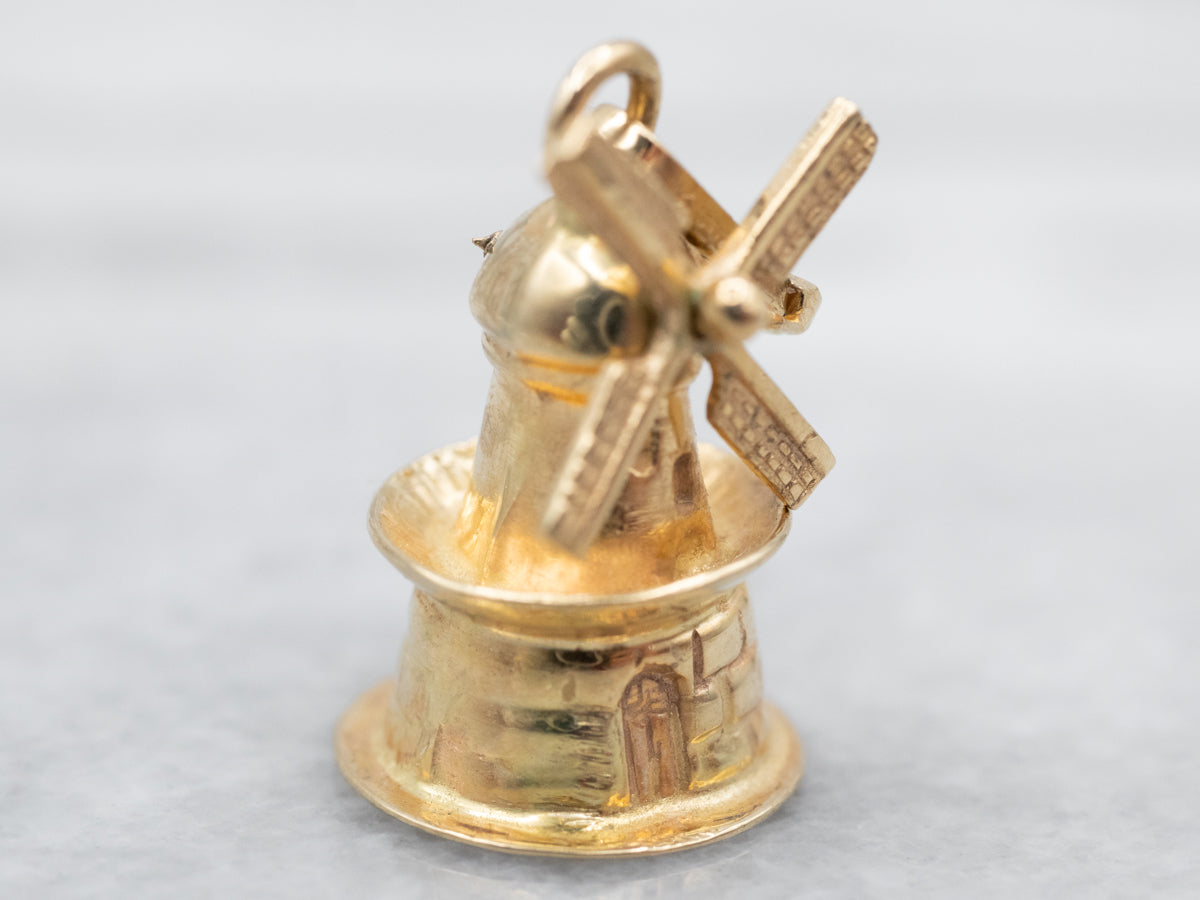 Sweet Yellow Gold Windmill Charm