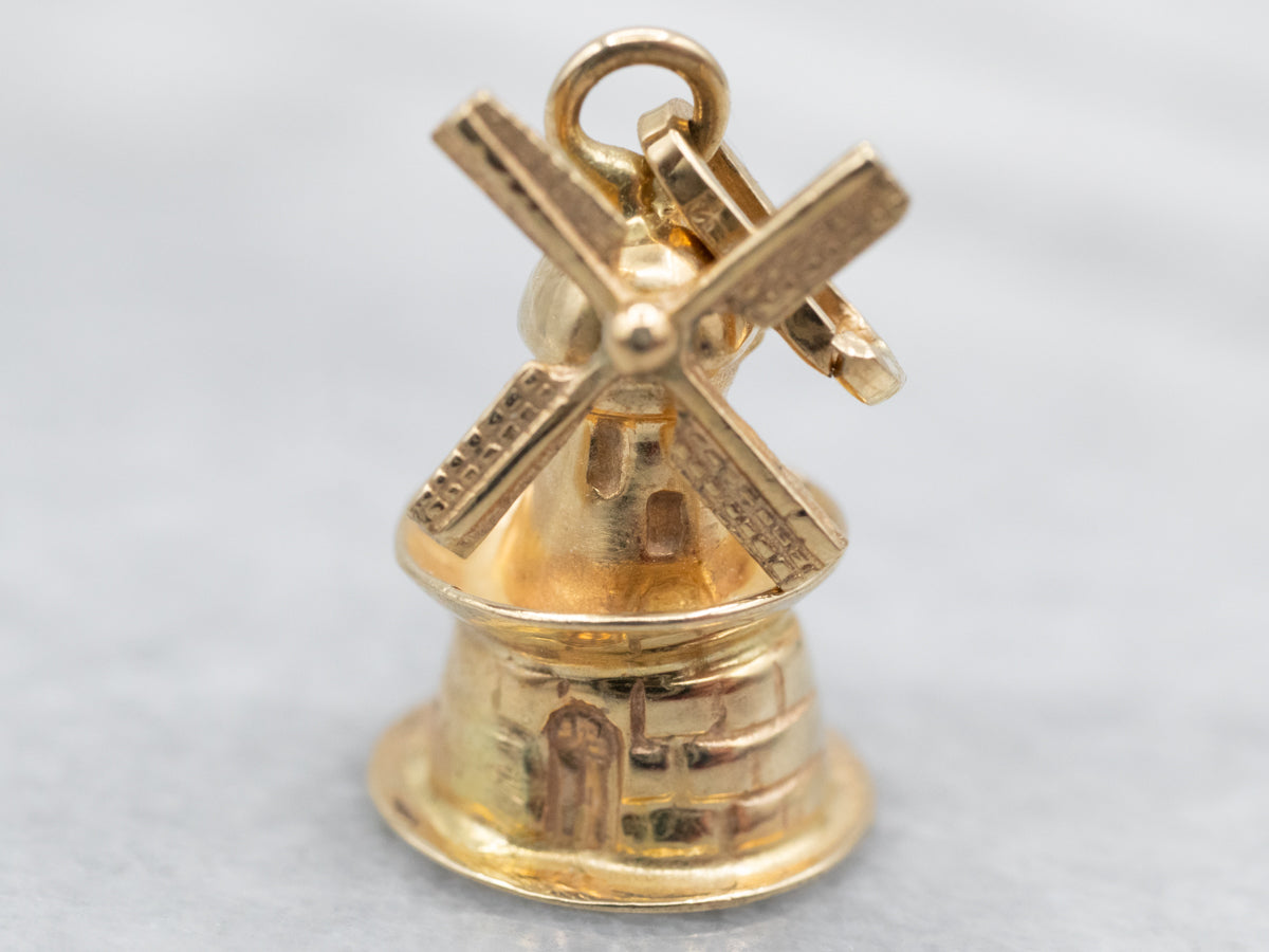 Sweet Yellow Gold Windmill Charm