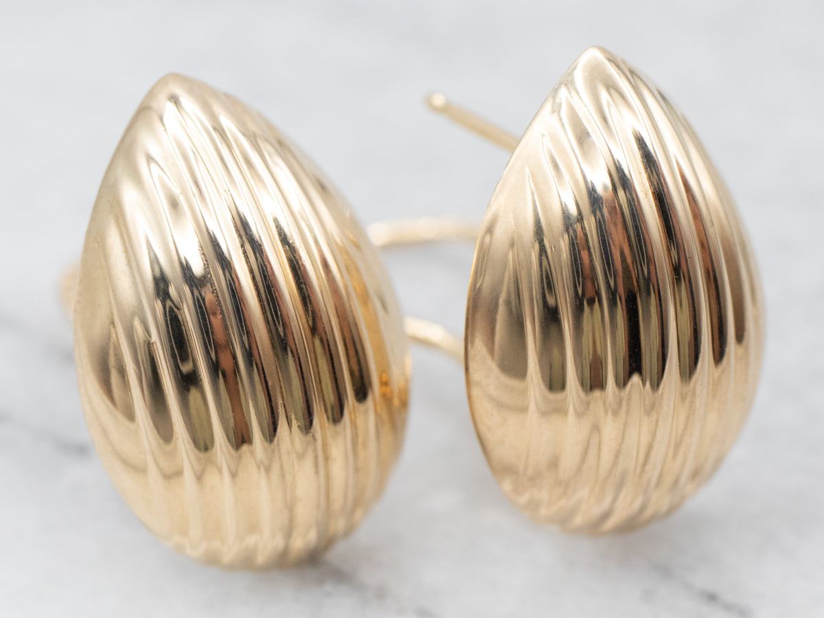 Luxurious Yellow Gold Hollow Earrings with Omega Backs