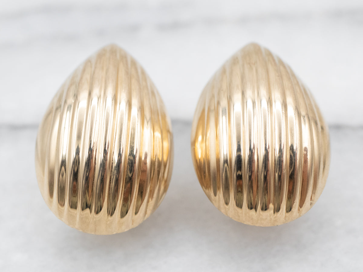 Luxurious Yellow Gold Hollow Earrings with Omega Backs