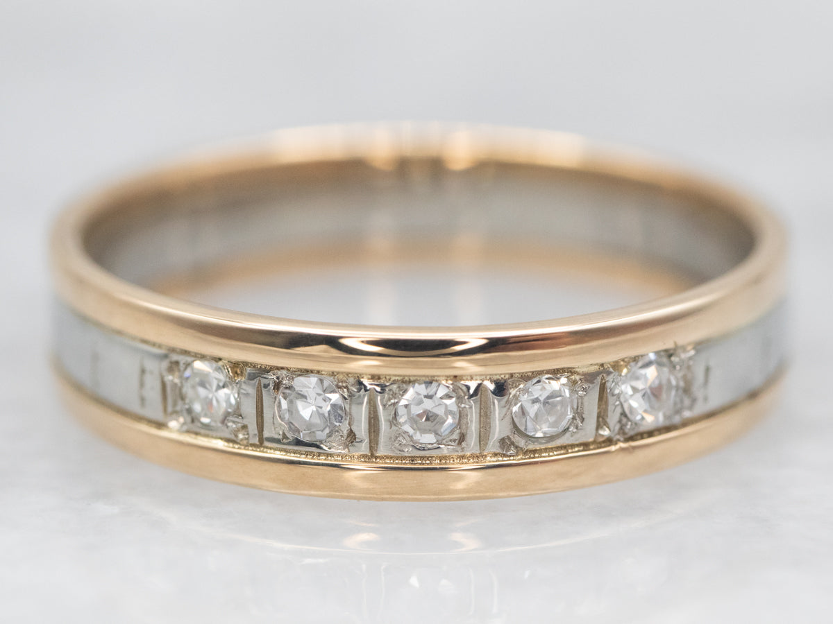 Two Tone 18-Karat Gold Diamond Band