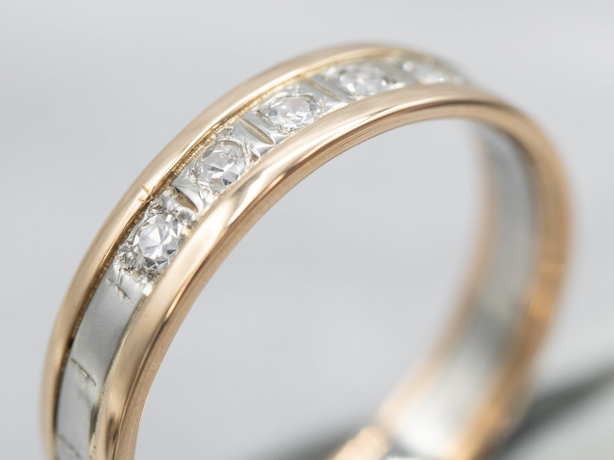 Two Tone 18-Karat Gold Diamond Band