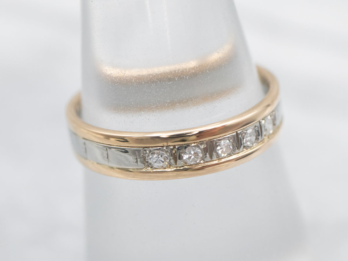 Two Tone 18-Karat Gold Diamond Band