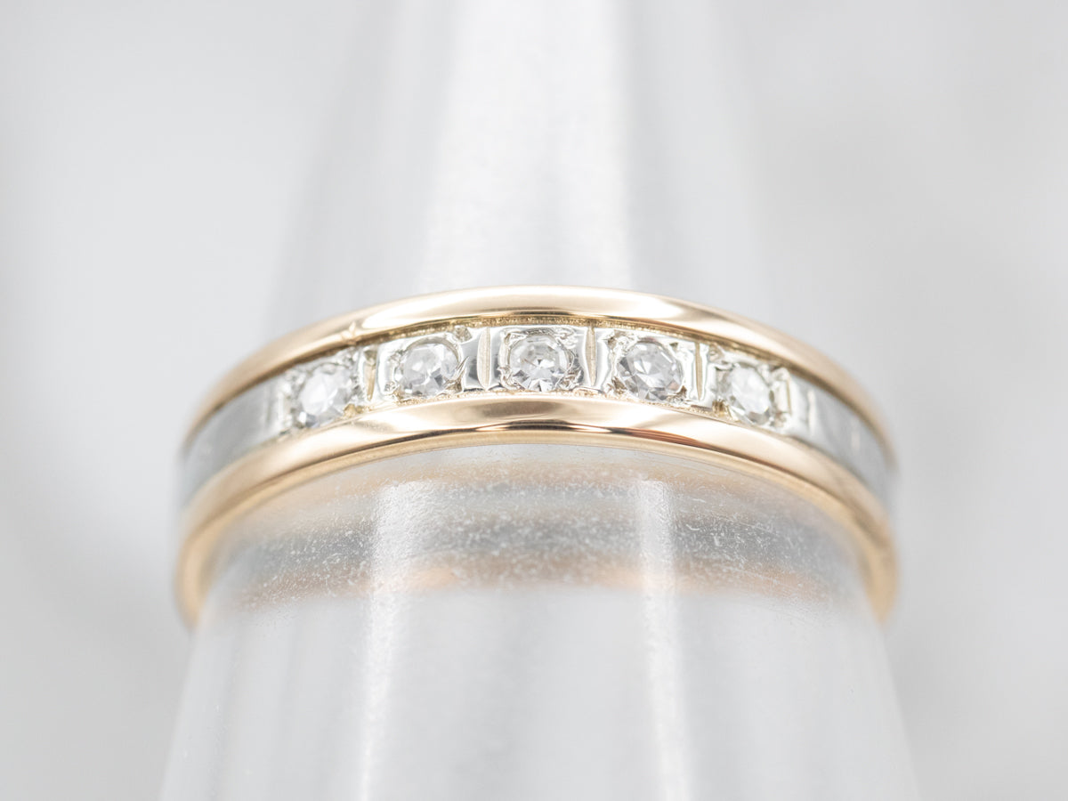 Two Tone 18-Karat Gold Diamond Band