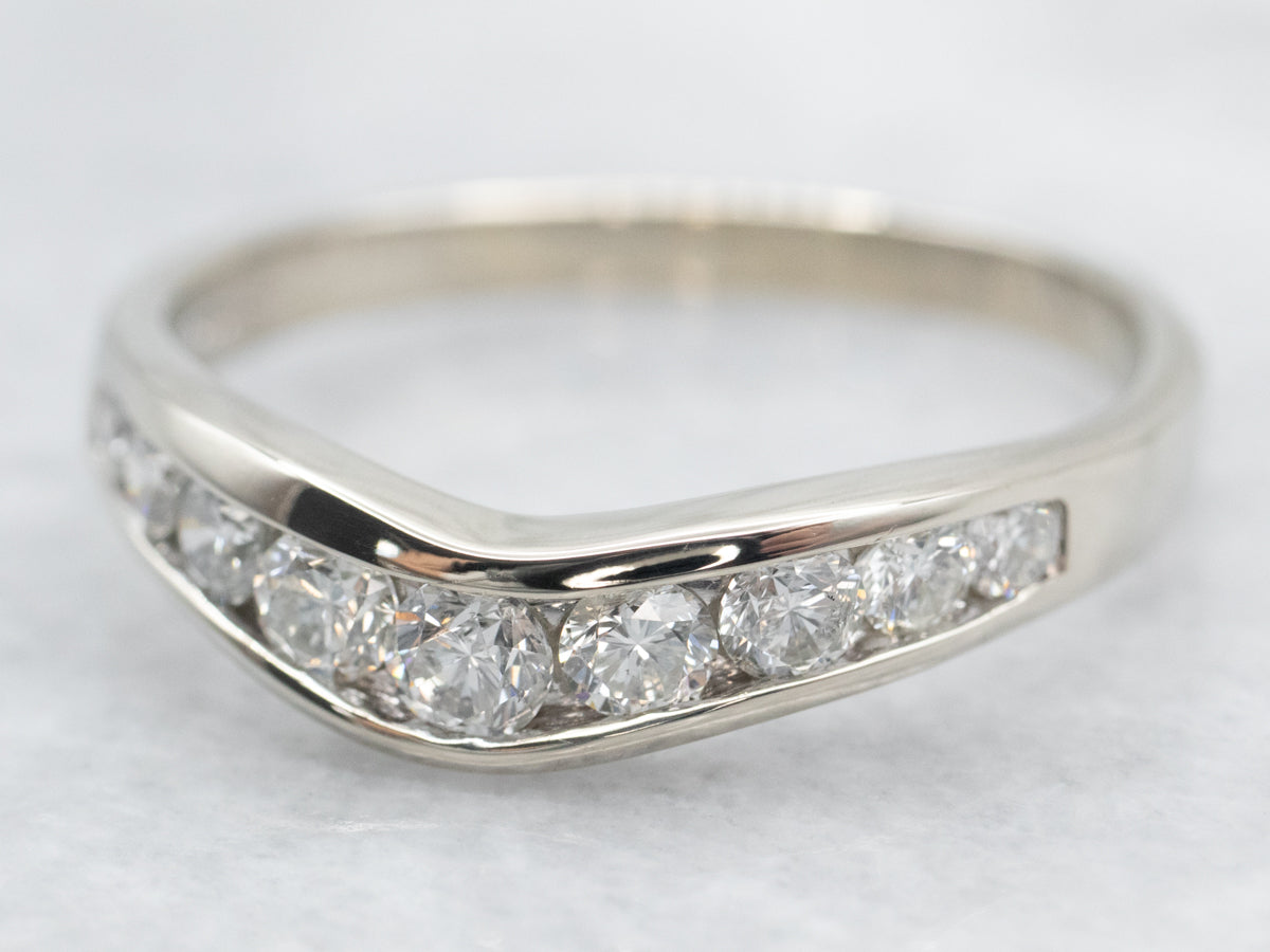 White Gold Diamond Curved Enhancer Band