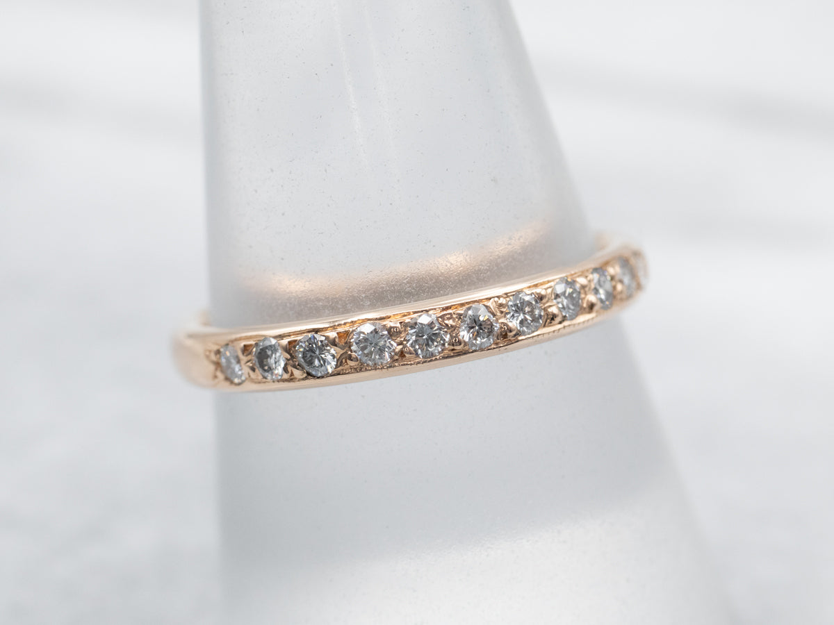 Rose Gold Diamond Milgrain Edge Band