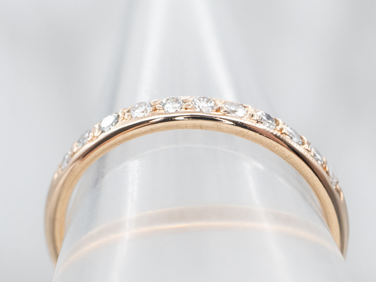 Rose Gold Diamond Milgrain Edge Band