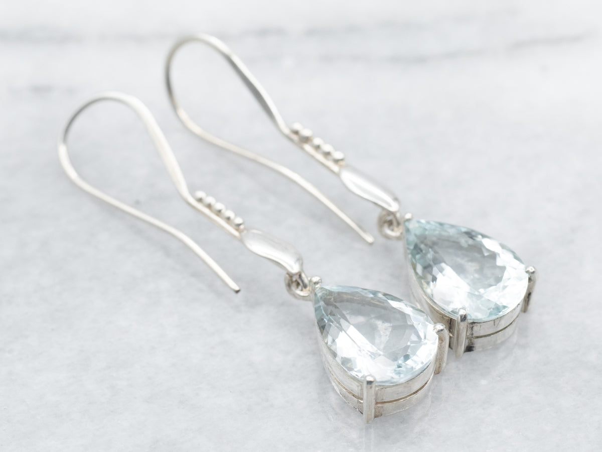 Silver Aquamarine Drop Earrings good