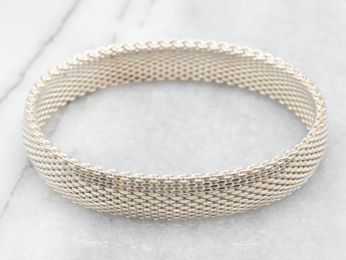 Woven Sterling Silver Bangle Bracelet