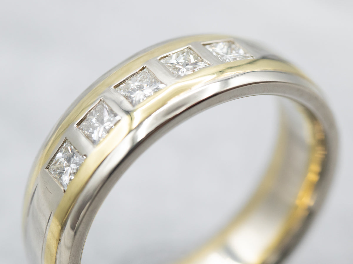 Men's Two Tone 18-Karat Gold Diamond Band