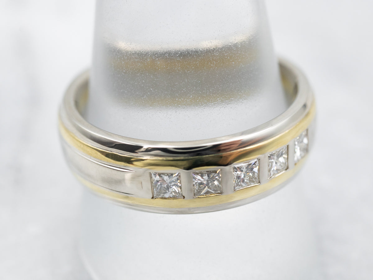 Men's Two Tone 18-Karat Gold Diamond Band