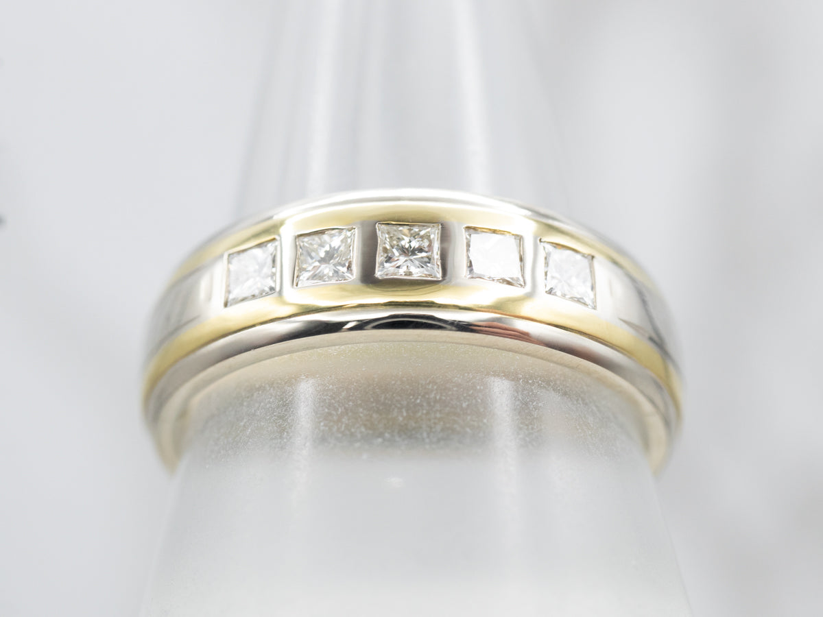 Men's Two Tone 18-Karat Gold Diamond Band