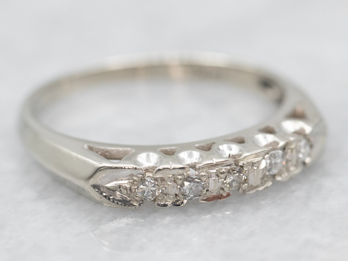 Vintage White Gold Diamond Band