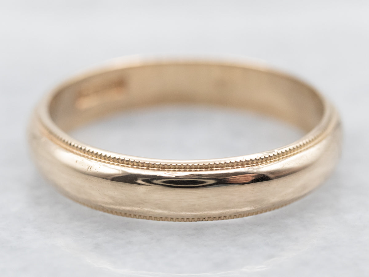 Yellow Gold Milgrain Edge Wedding Band