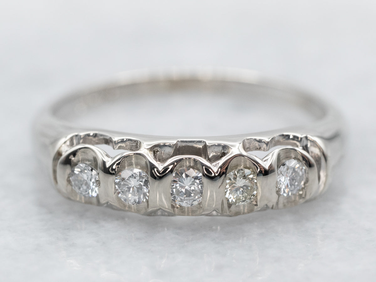 White Gold Five Diamond Wedding Band