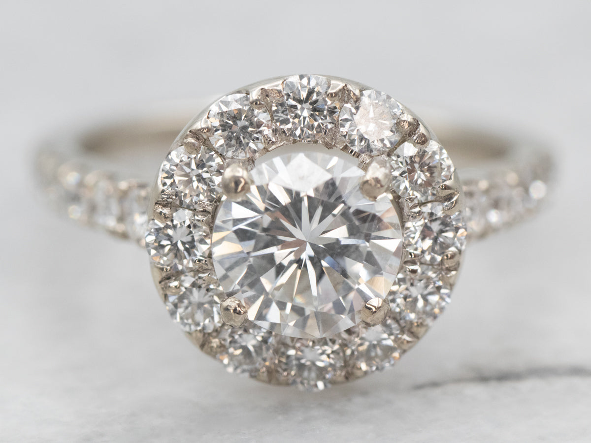 Modern Diamond Halo Engagement Ring